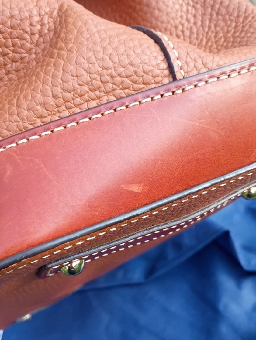 Dooney & Bourke Cognac Brown Pebbled Leather Satchel - Picture 13 of 14